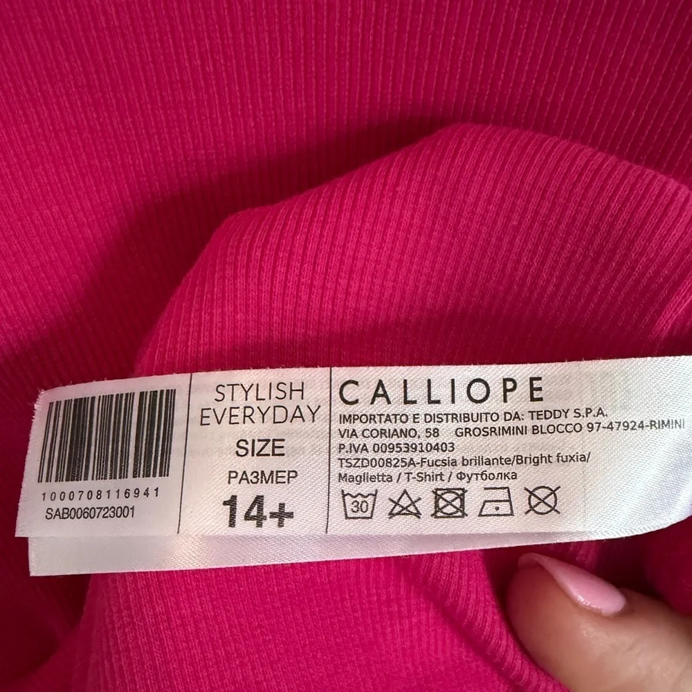 CALLIOPE Like New Magenta Pink Heart Cut Out Long Sleeve Shirt Girls Size 14+